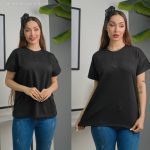 تیشرت یقه گرد دکمه دار