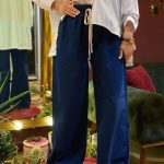 شلوار بگ لی کاغذی سرمه ای زنانه
