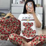 ست ۳ تیکه شامل تیشرت،شلوار،شورتک زنانه طرح ۲