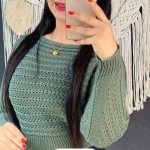 کراپ بافت زنانه آستین بلند رنگ سبز سیچ