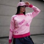 بلوز بافت حرفه ای طرح نوشته باربی