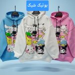 هودی قواره دار ،لش طرح دار زنانه رنگ آبی