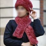 شال و کلاه روسی زنانه رنگ جگری