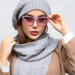 کلاه و شالگردن فرانسوی رنگ طوسی روشن