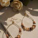 گوشواره حلقه ای سنگ و مهره